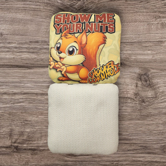 Cornhole Bags - Show Me Your Nuts (white) (set of 4 bags)