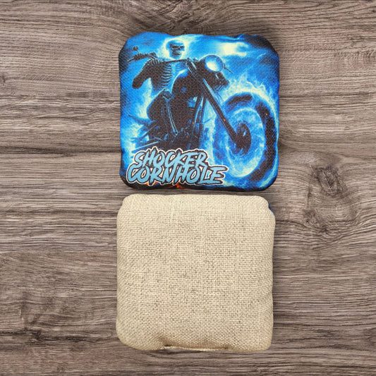 Cornhole Bags - Blue Heat (Grey set of 4 bags)